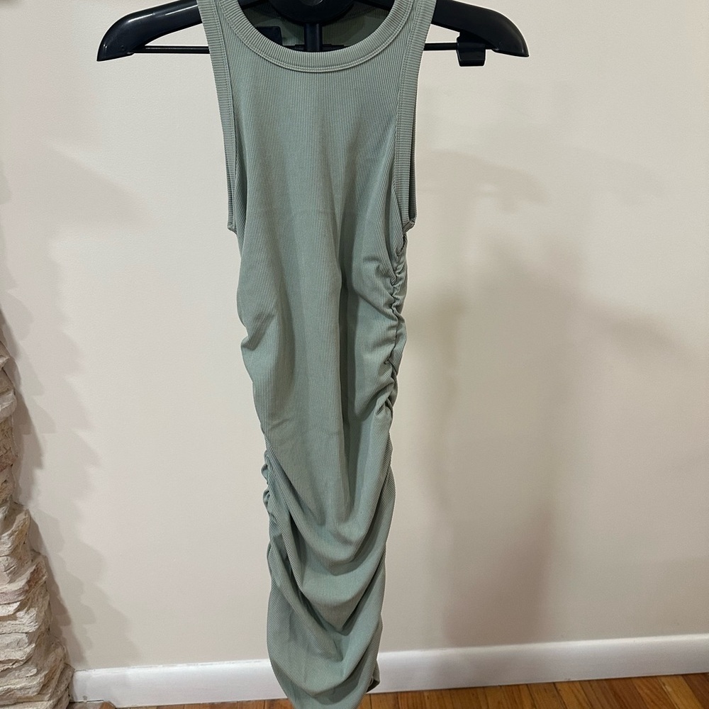Sage Ruched Midi Dress Size S